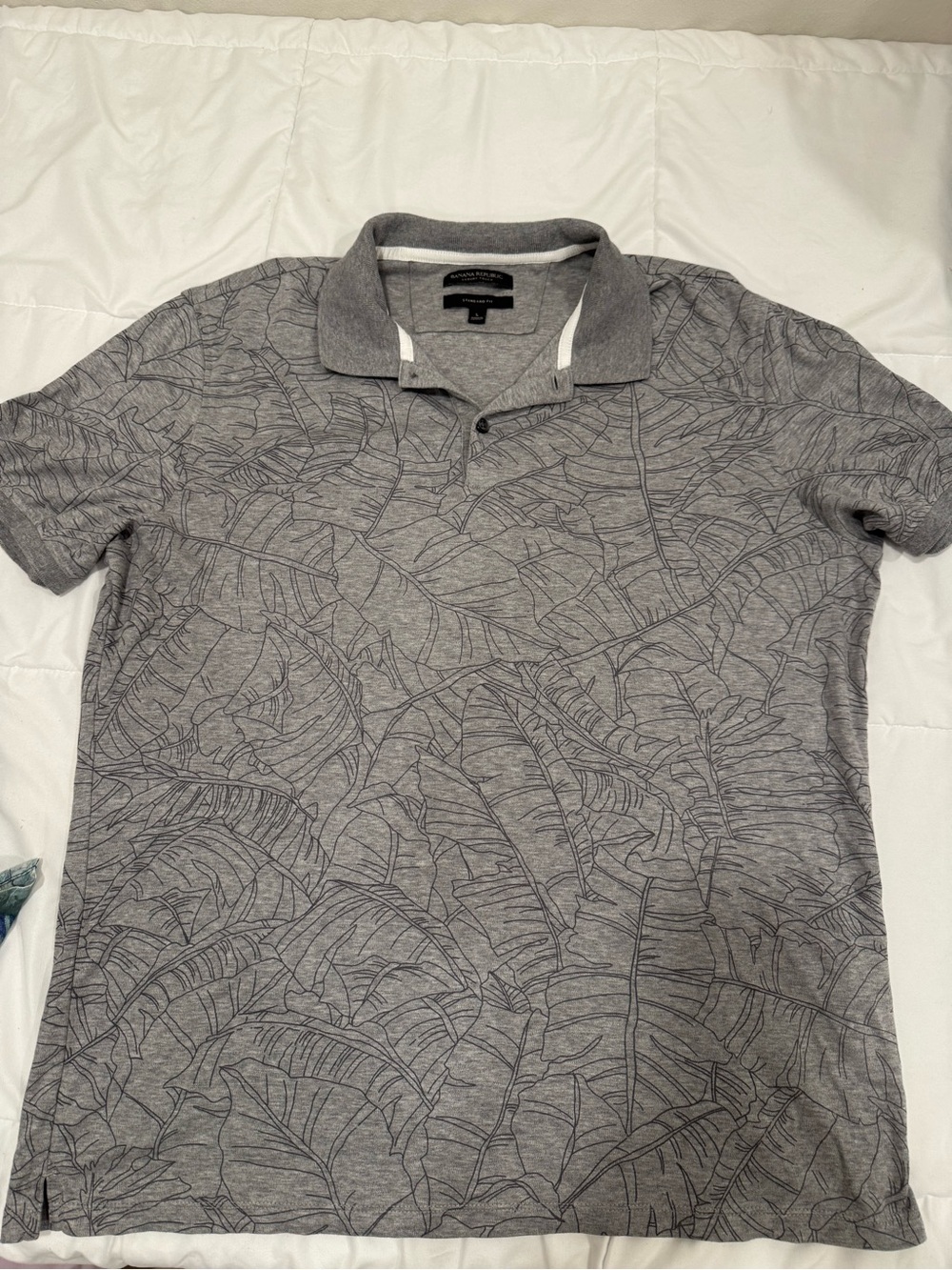 Banana Republic Gray Leaf-Print Polo